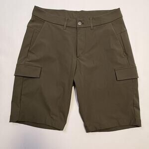 Lululemon Commission Shorts Mens 31 Green Cargo 9 Inseam Stretch Pockets Casual